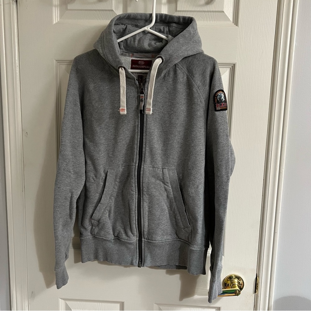Parajumpers Mens Grey Zip up Hoodie size Large